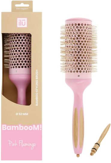 Brosse ronde en bambou 52 mm Flamingo Pink